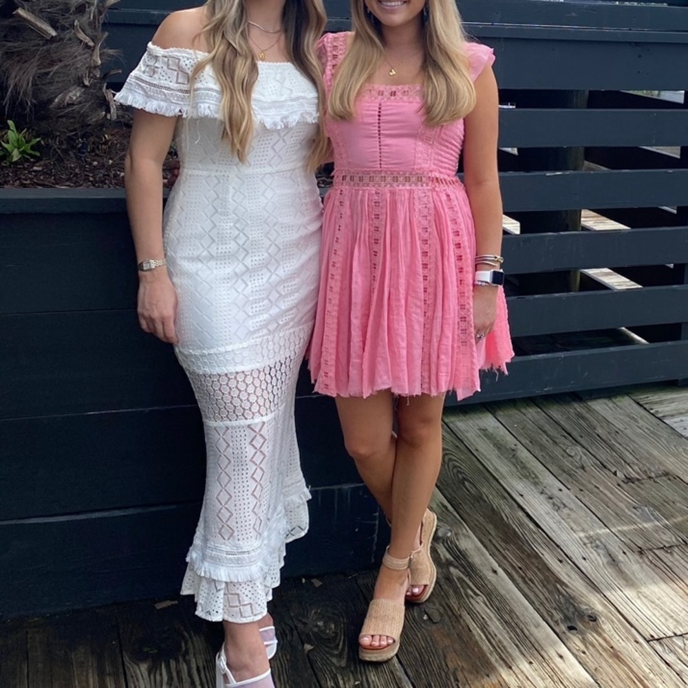 White off the shoulder lace dress